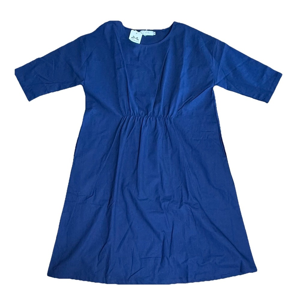 Iminoaru Dress Womens Size M Oversized Blue 3/4 Plain Cottage Minimalist New